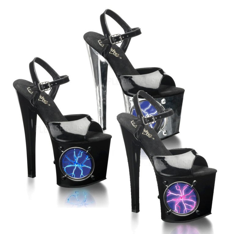 Pleaser" - 7 1/2" Heel Ankle Strap Platform Sandal w/Strobe Light - each pair
