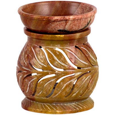 OIL BURNER - SOAPSTONE LEAVES 4.5"H