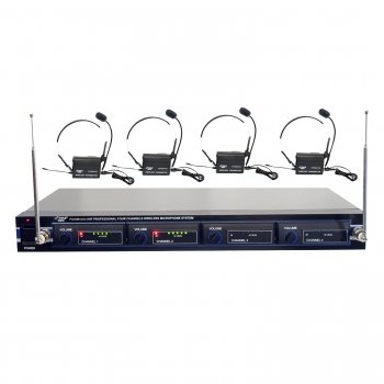 Pyle PDWM4400 Rack Mount 4 Mic VHF Rack Mount Wireless Lavalie/ Headset System
