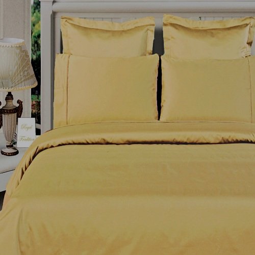 100% Bamboo Organic Cotton Queen Size Gold Duvet Cover Set