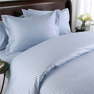 Lt. Blue Damask Stripe, Down Alternative 4-PC Comforter Set, 100% Egyptian cotton, 600 Thread count