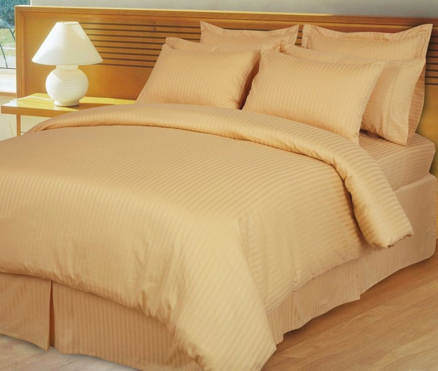 Gold Damask Stripe Down Alternative 4-pc Comforter Set, 100% Egyptian cotton, 600 Thread count