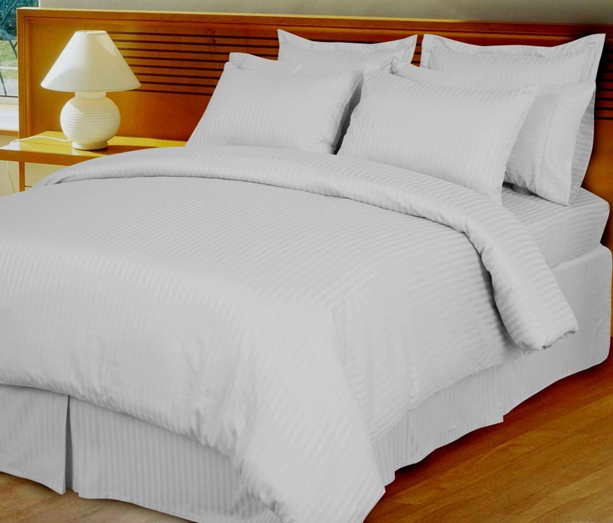 White Damask Stripe Down Alternative 4-pc Comforter Set, 100% Egyptian cotton , 600 Thread count