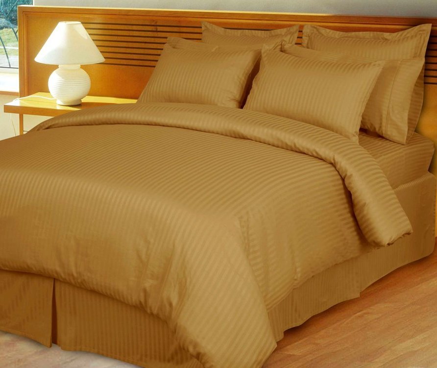 Bronze Damask Stripe Down Alternative 4-pc Comforter Set, 100% Egyptian cotton, 600 Thread count