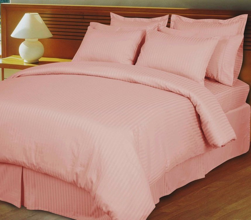 Pink/Blush Damask Stripe Down Alternative 4-PC comforter set, 100% Egyptian cotton, 600 Thread count