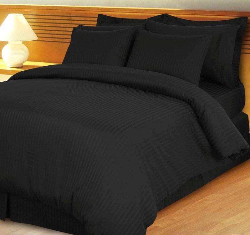 Black Damask Stripe Down Alternative 4-pc Comforter Set, Egyptian 600 count