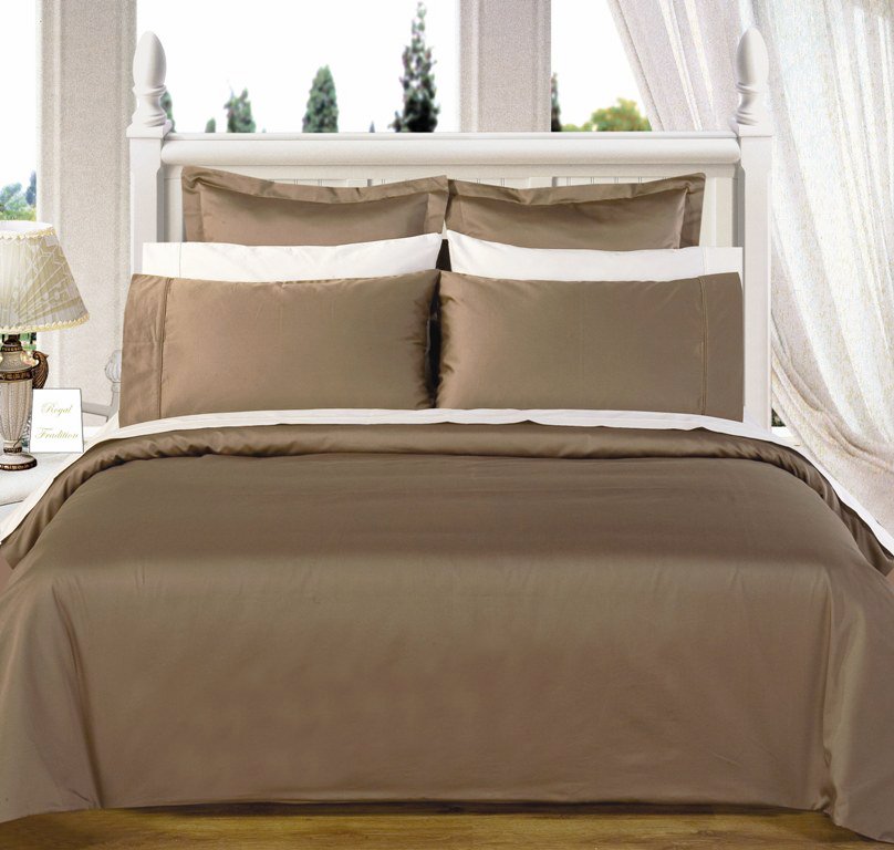 Taupe Solid Down Alternative 4-pc Comforter Set,100% Egyptian cotton, 550 Thread count