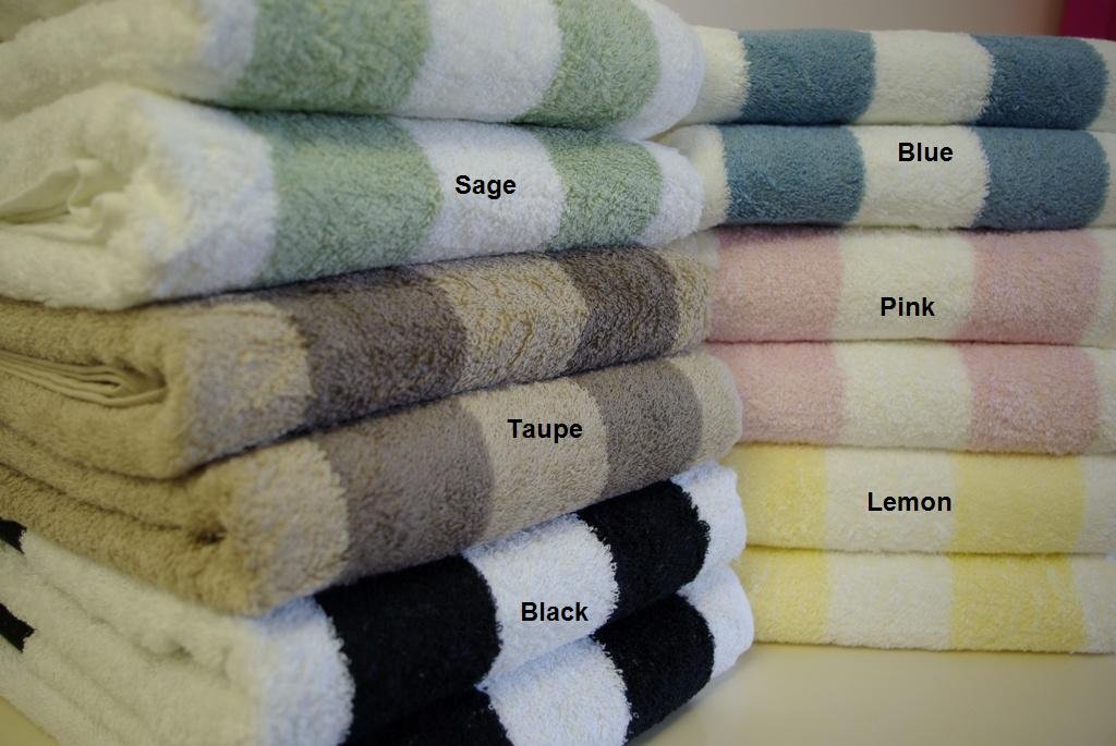 2-PC Striped Egyptian cotton Bath Sheets Sage/ Taupe/Black/ Blue/ Pink/ Lemon