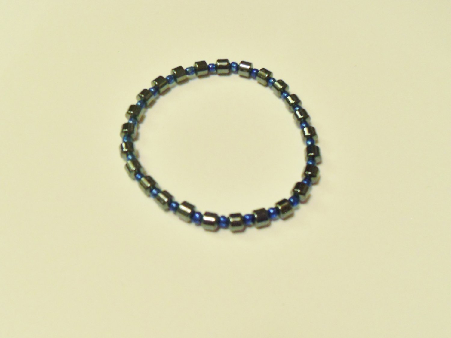 Hematite and metallic blue surfer bracelet