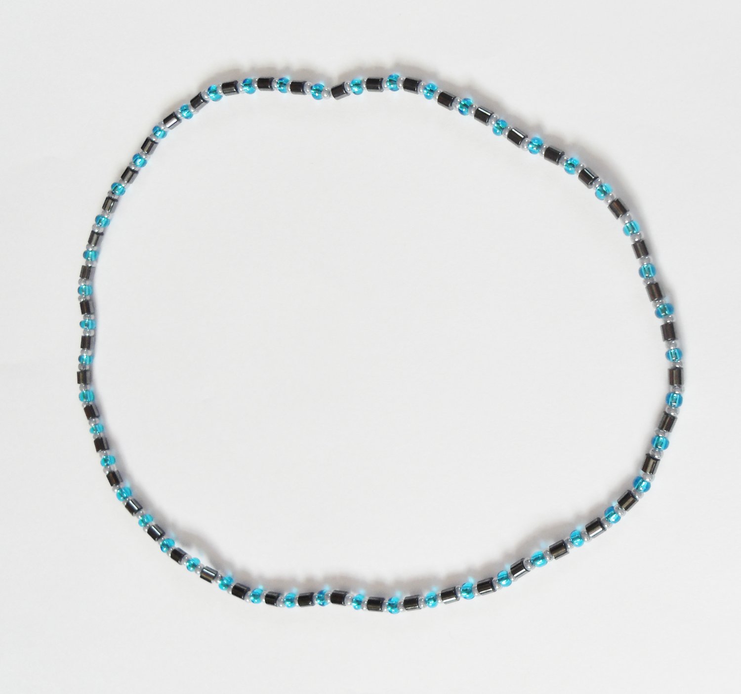 Hematite blue shimmer surfer necklace