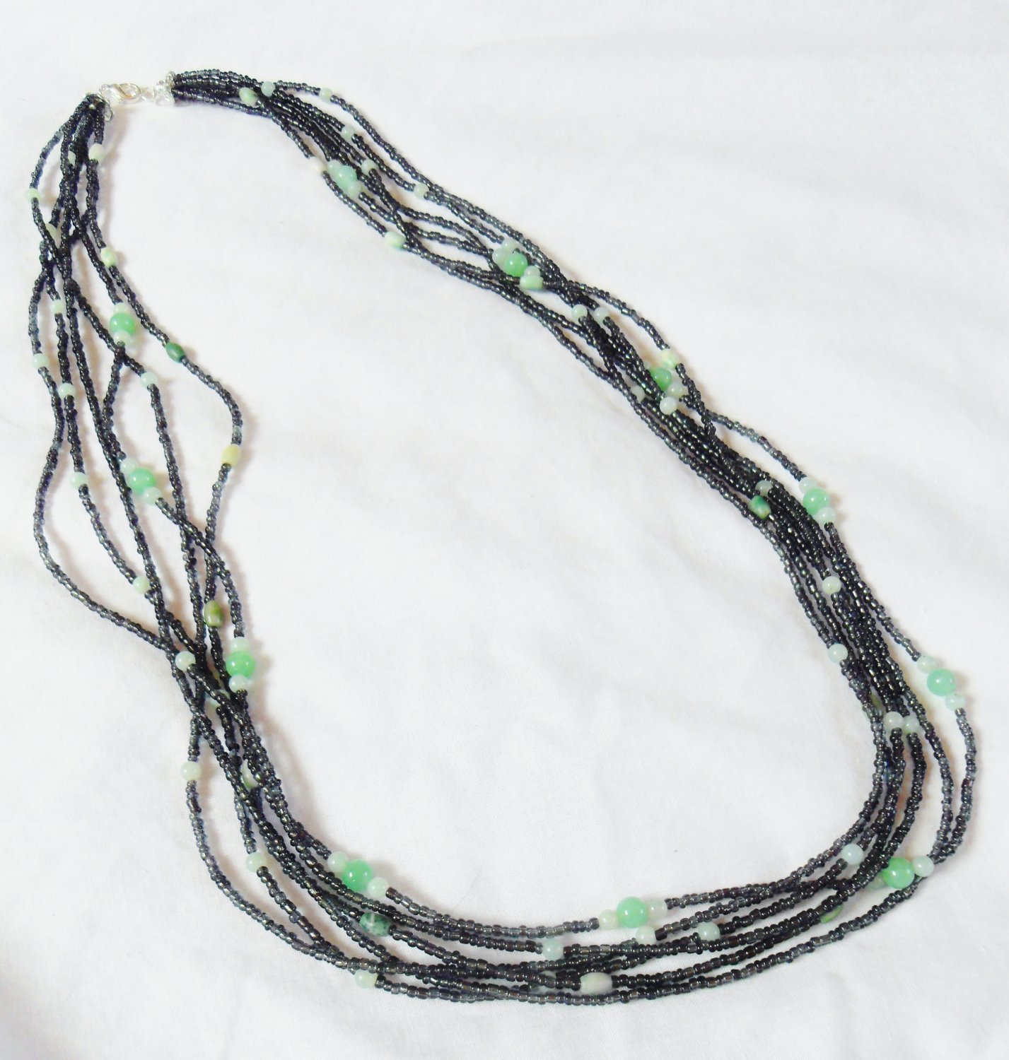 Agate, jasper, and jade multi-strand necklace