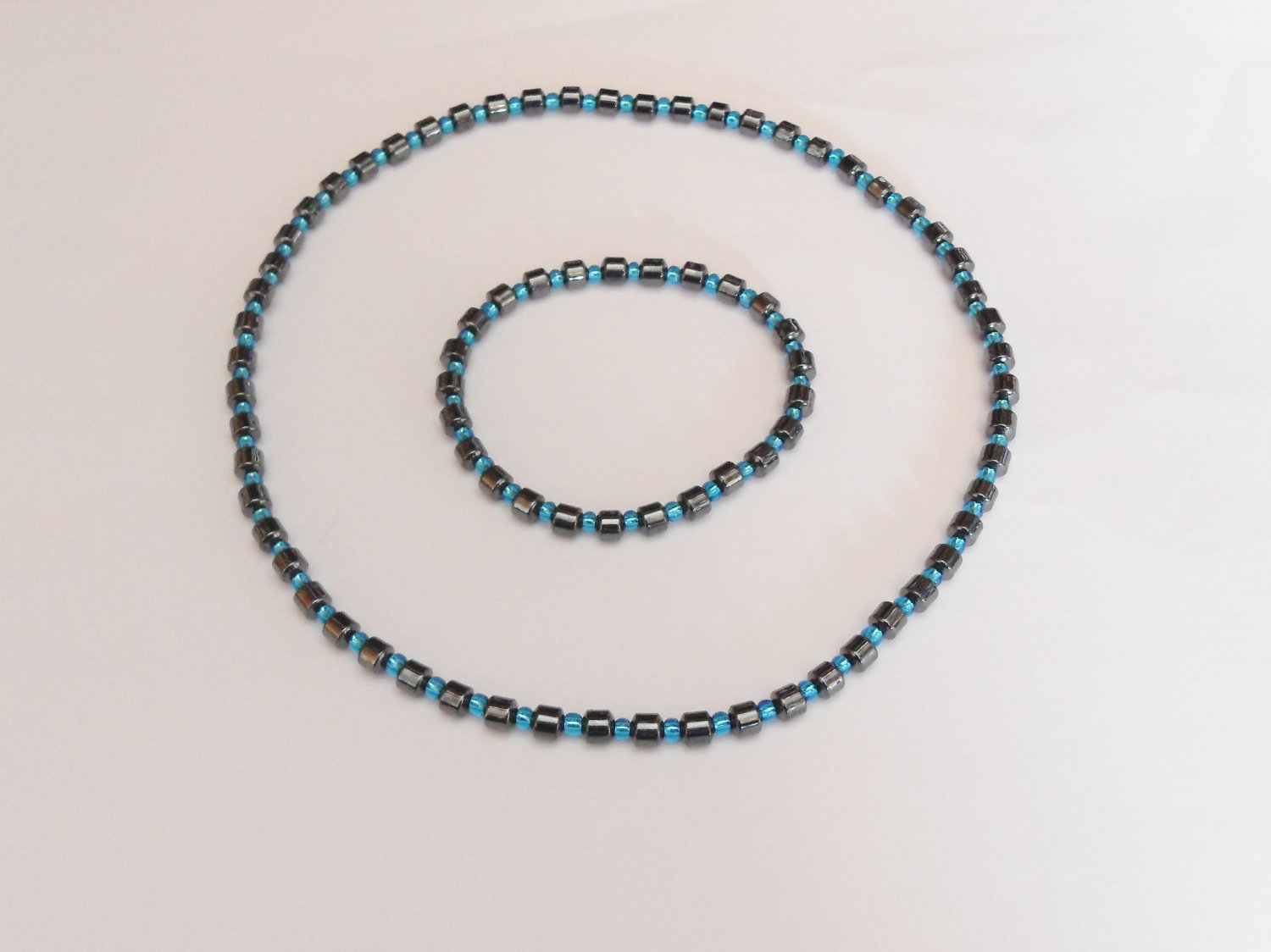 Hematite and clear blue surfer set