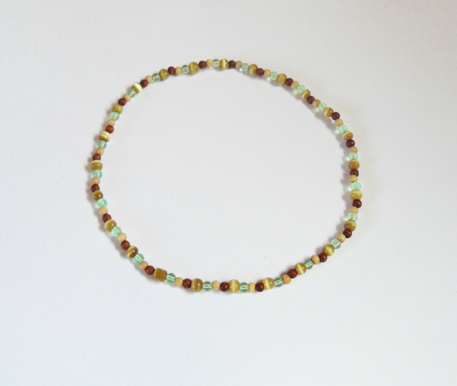 Small wood and glass bead necklace