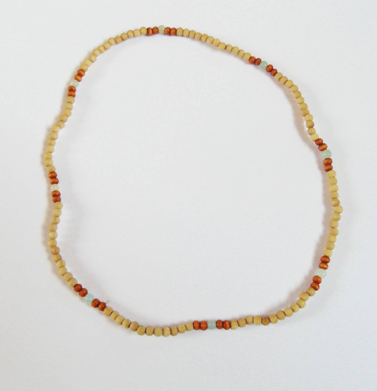 Small wood and moss agate necklace