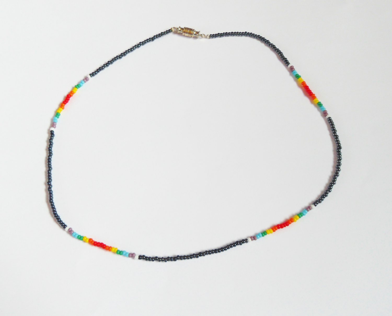 Hematite and multi rainbow necklace