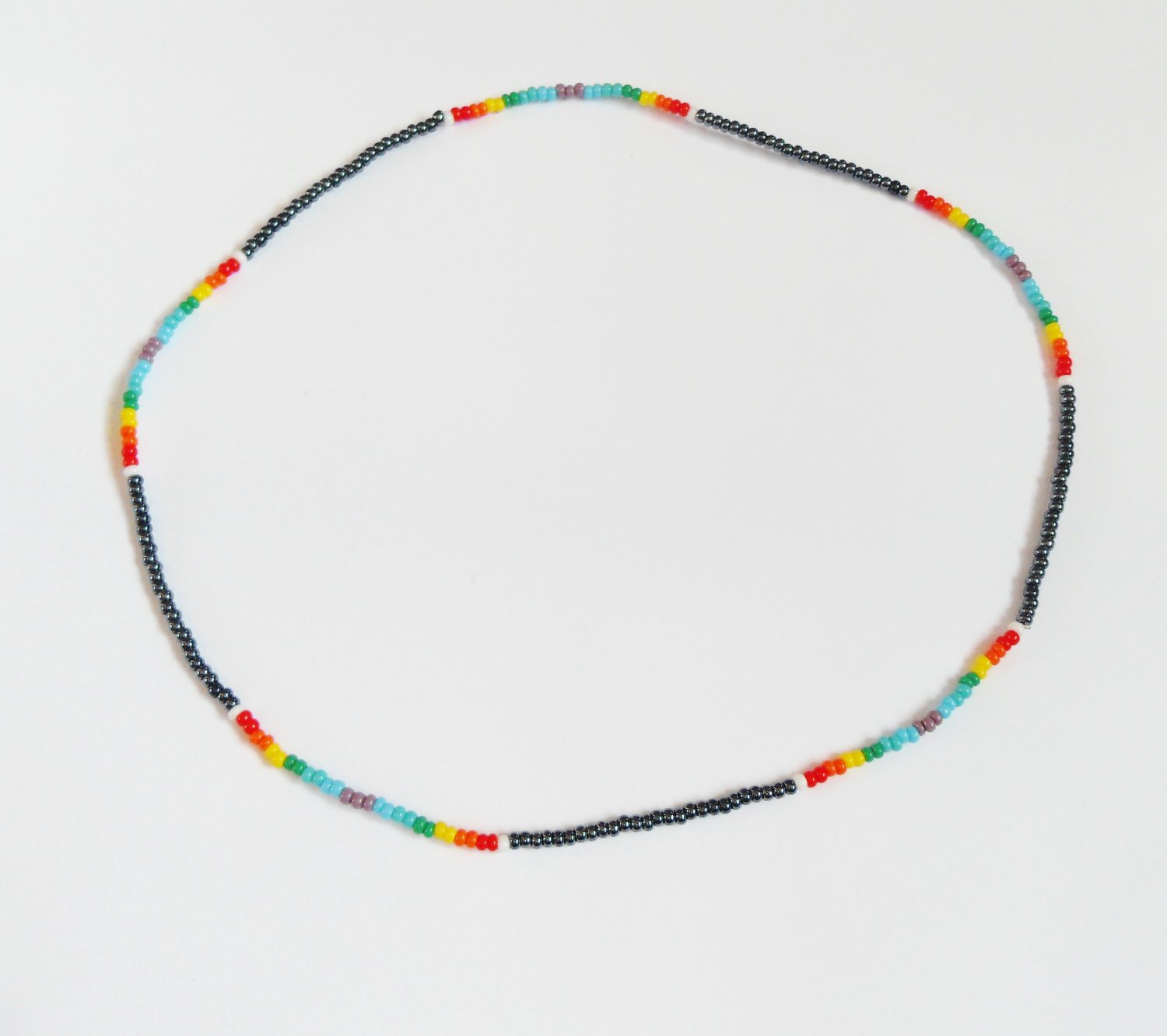 Hematite and multi rainbow stretchy necklace