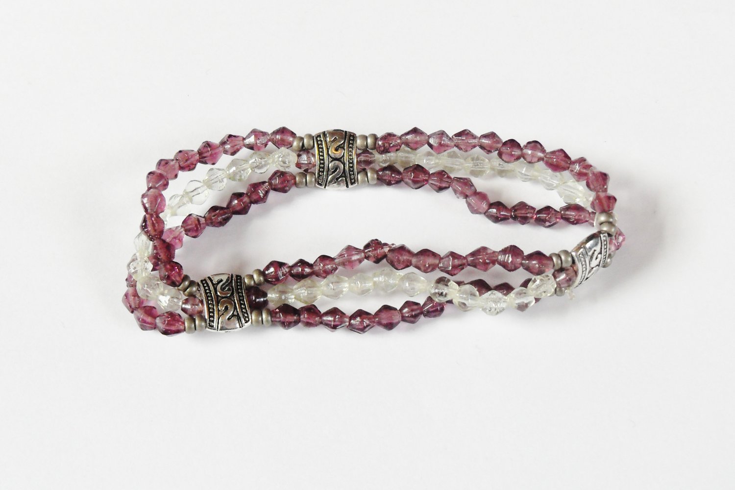 Light purple and light green multi strand bracelet