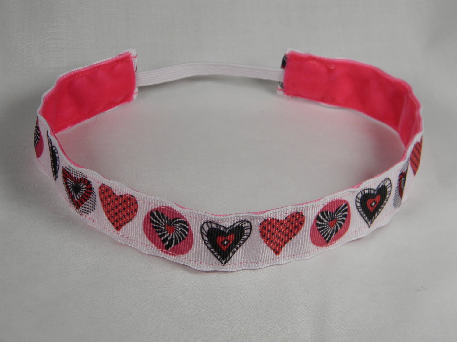 Headband White with Assorted Hearts