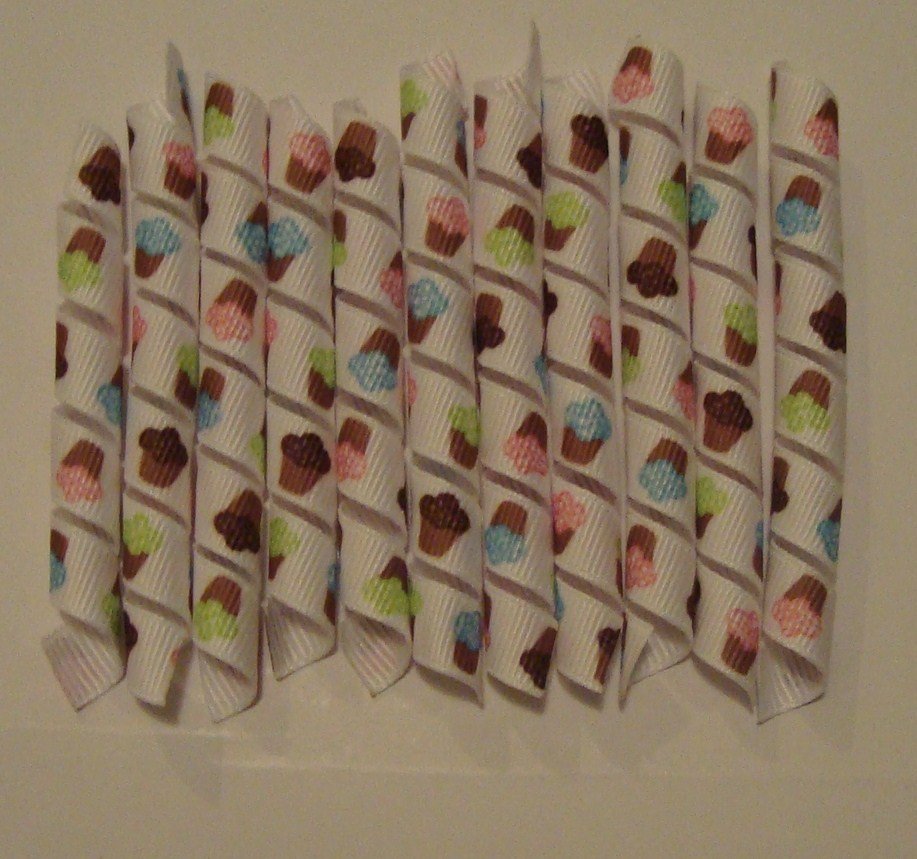 Cupcake print on white grosgrain KORKER Ribbons!!!