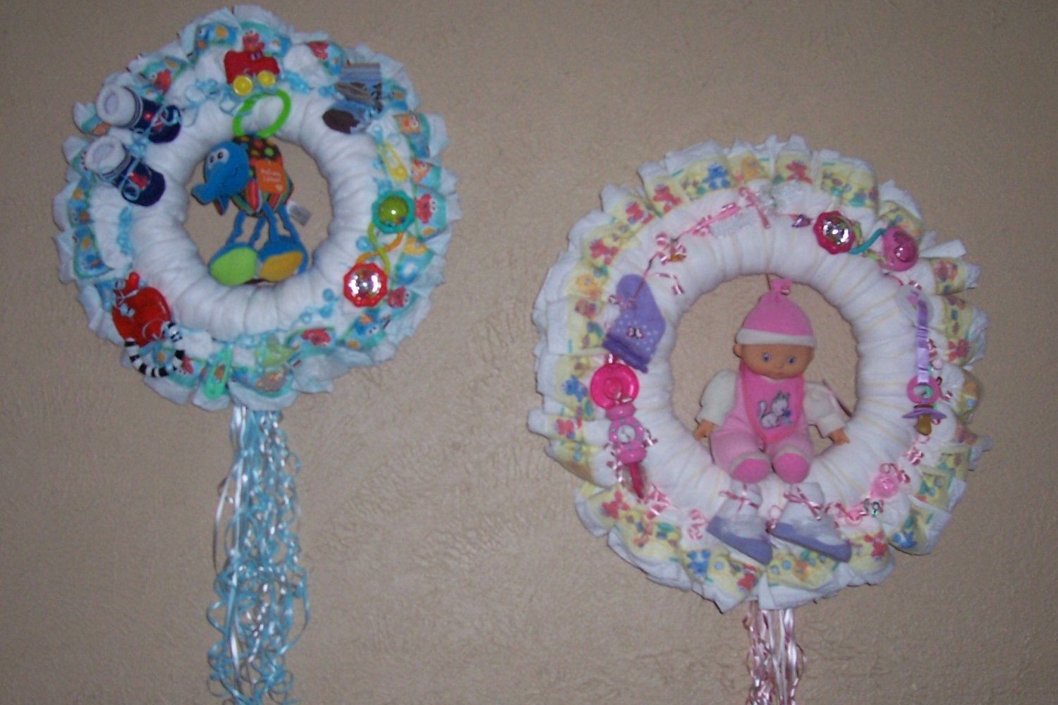 Baby diaper wreaths