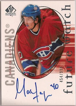 Maxim Lapierre 2005-06 SP Authentic Future Watch #200 454/999 AUTO SN RC