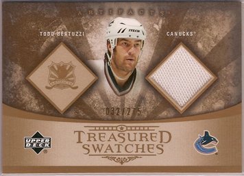 Todd Bertuzzi 2005-06 Artifacts Treasured Swatches #TSTB 32/275 JSY SN