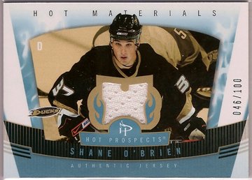 Shane O'Brien 2006-07 Hot Prospects Hot Materials Red Hot #HMSO 46/100 JSY SN