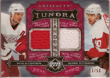 Nicklas Lidstrom Henrik Zetterberg 2006-07 Artifacts Tundra Tandems Red #TTNH 13/50 JSY SN