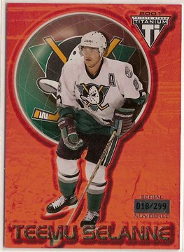 Teemu Selanne 2000-01 Titanium Red #2 18/299 SN