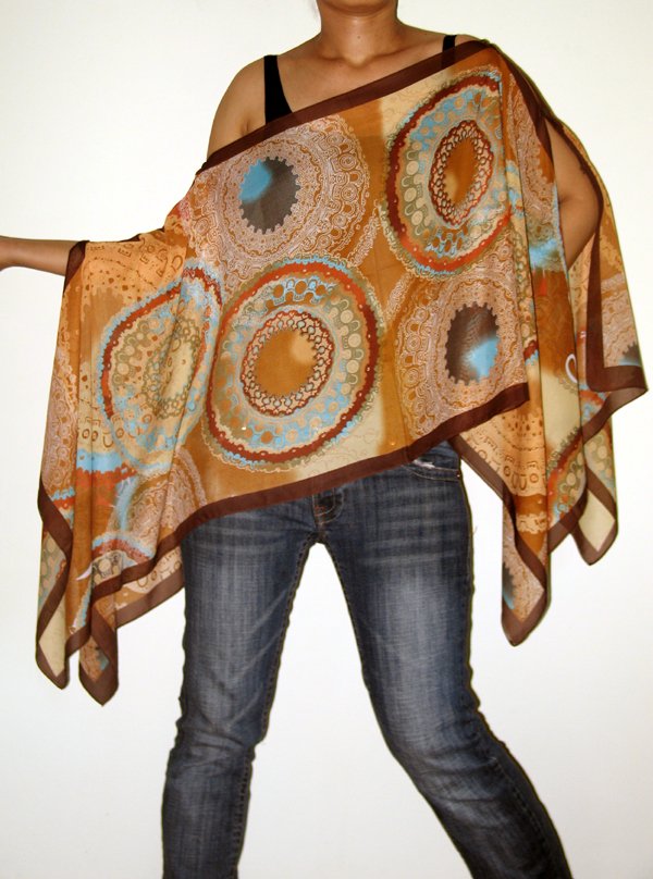 Gypsy Scarf Caftan Wing Casual Beachcover or Poncho Top