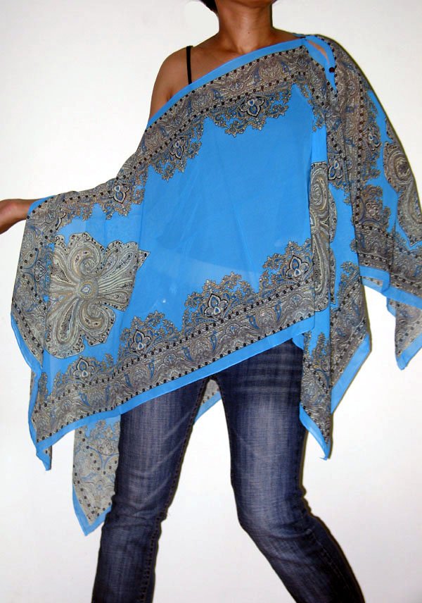 Gypsy Scarf Caftan Wing Casual Beachcover or Poncho Top