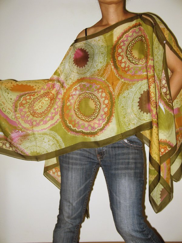 Gypsy Scarf Caftan Wing Casual Beachcover or Poncho Top