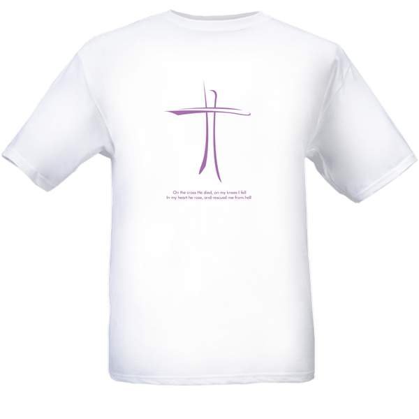 On the cross He died, on my knees He fell. In my heart He rose and rescued me from hell