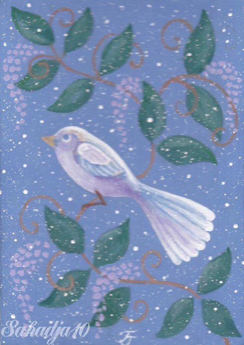 Bird ACEO Original Acrylic Painting Fantasy Art by Tj Sahadja10