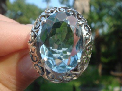 Blue Topaz Ring size 7 .925 Sterling Silver