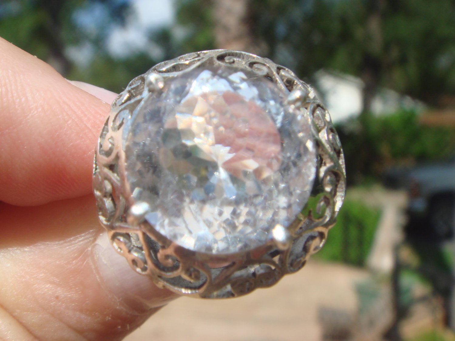 White Topaz Ring size 7 1/2 .925 Sterling Silver