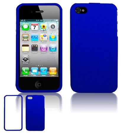Hard Plastic Rubber Feel Case for Apple iPhone 4/4S - Blue