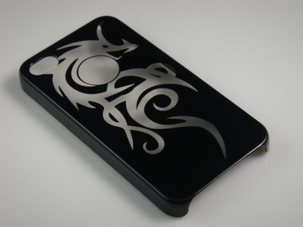 Hard Plastic Dragon Design Back Cover Case for Apple iPhone 4 - Black