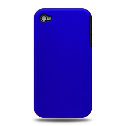 2-in-1 Hard Plastic Back Cover Case + Black Silicone Skin for Apple iPhone 4/4S - Blue