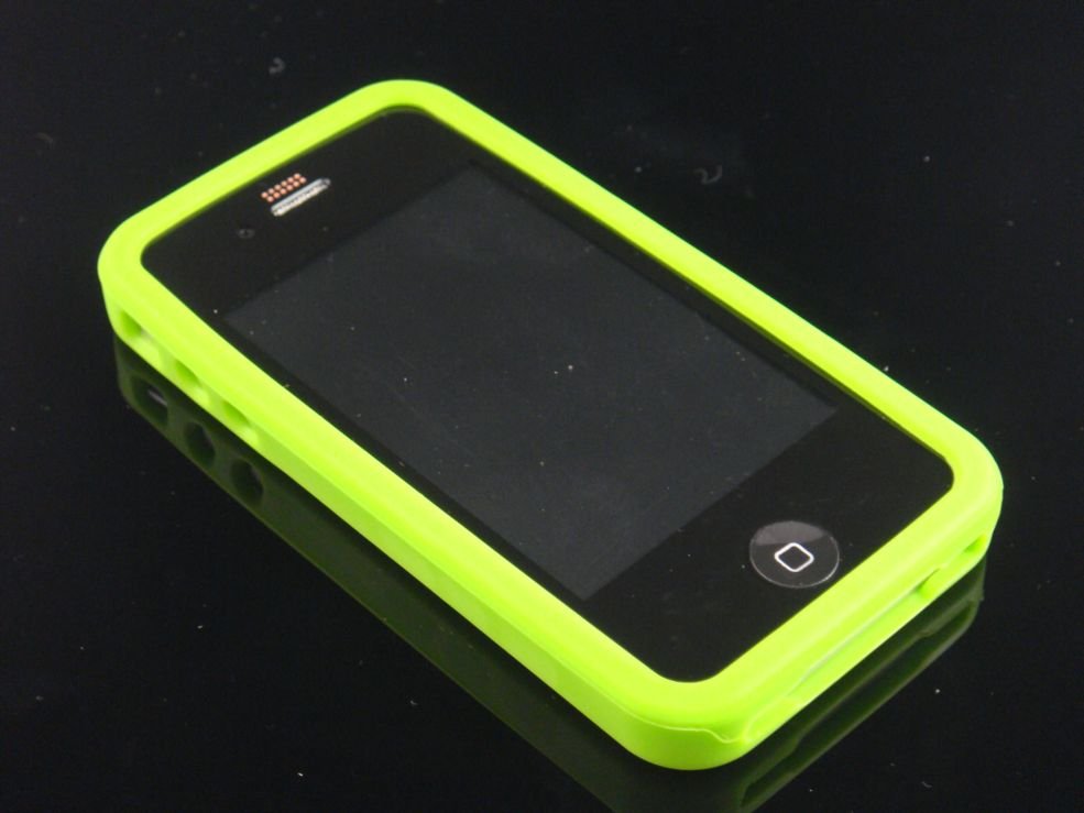 Soft Silicone Rubber Skin Cover Case for Apple iPhone 4/4S - Neon Green