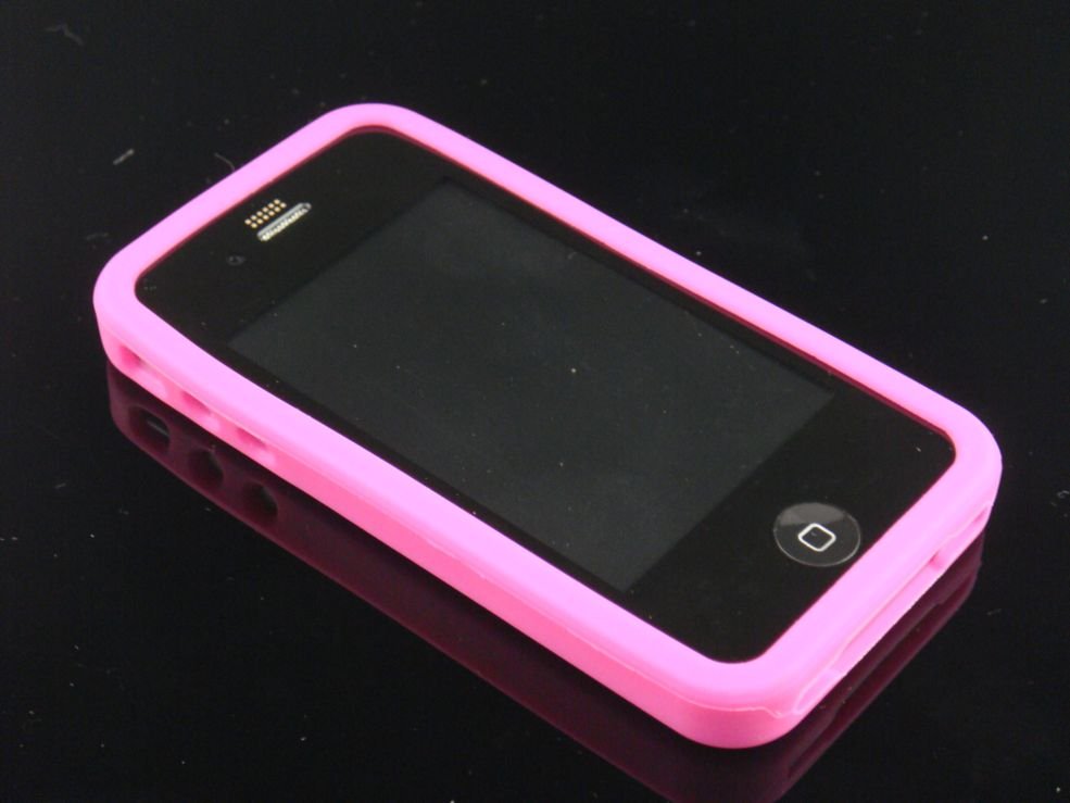 Soft Silicone Rubber Skin Cover Case for Apple iPhone 4/4S - Hot Pink