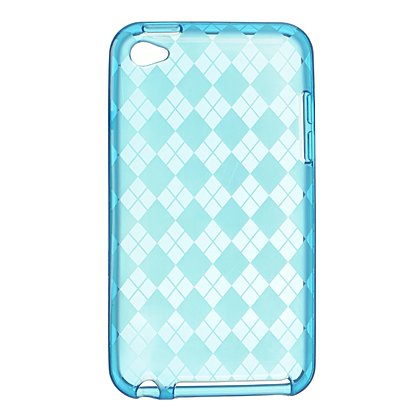 Crystal Gel Check Design Skin Cover Case for Apple iPhone 4/4S - Blue