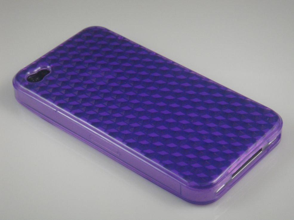 Crystal Gel Diamond Design Case for Apple iPhone 4/4S - Purple