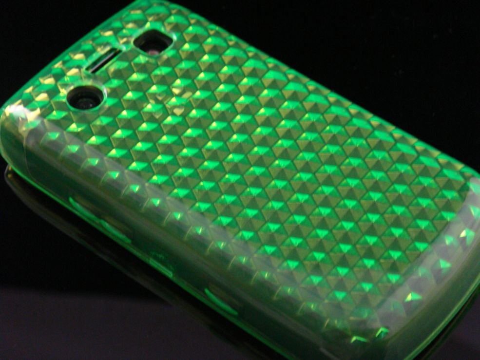Crystal Gel Diamond Design Skin Case for Blackberry Bold 9700/9780 - Neon Green