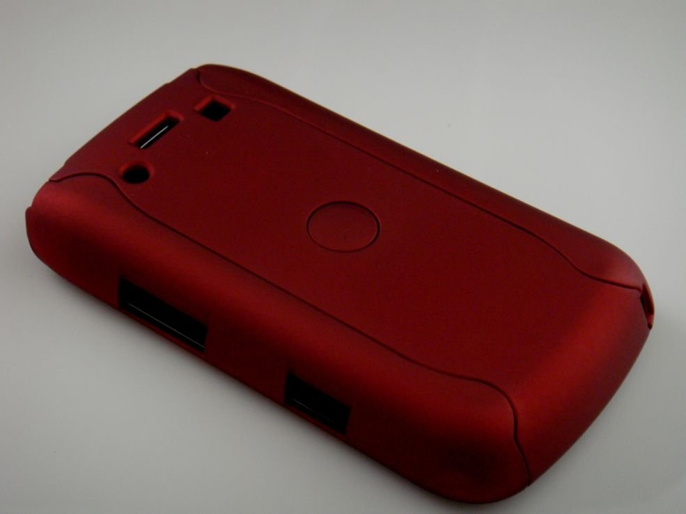 Hard Plastic Rubber Feel Armor Case for Blackberry Bold 9700/9780 - Red