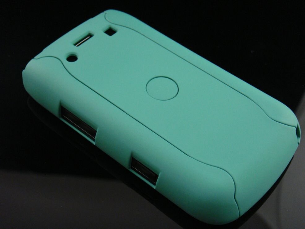Hard Plastic Rubber Feel Armor Case for Blackberry Bold 9700/9780 - Turquoise