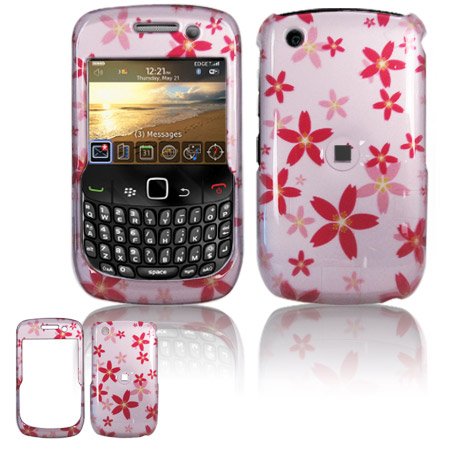 Hard Plastic Design Case for Blackberry Curve 8520 - Pink Flowers