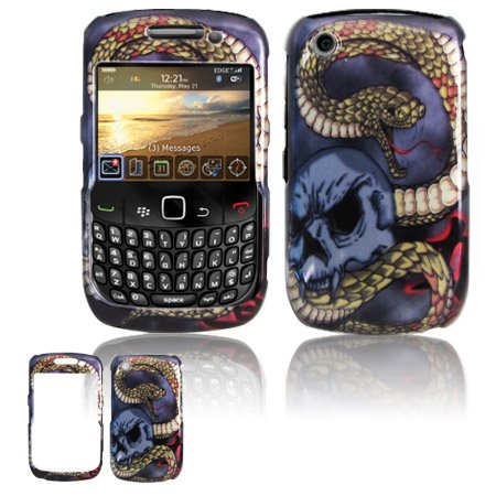 Hard Plastic Design Case for Blackberry Curve 8520 - Snake Skull
