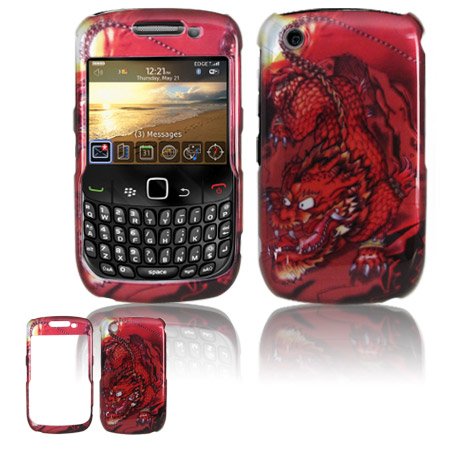 Hard Plastic Design Case for Blackberry Curve 8520 - Red Dragon