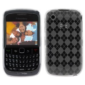 Crystal Gel Diamond Design Case for Blackberry Curve 8520 - Smoke